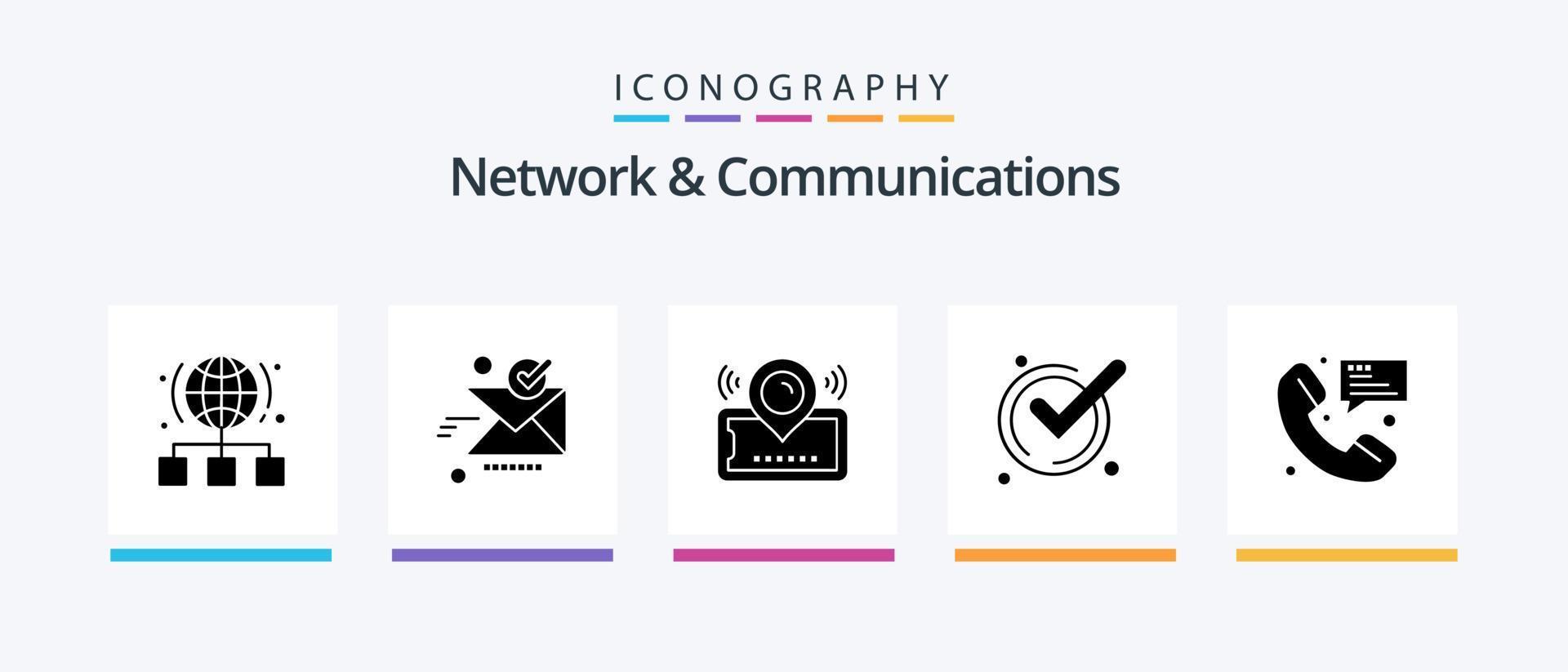 netzwerk und kommunikation glyph 5 icon pack inklusive ok. akzeptieren. OK. Kino. Standort. kreatives Symboldesign vektor