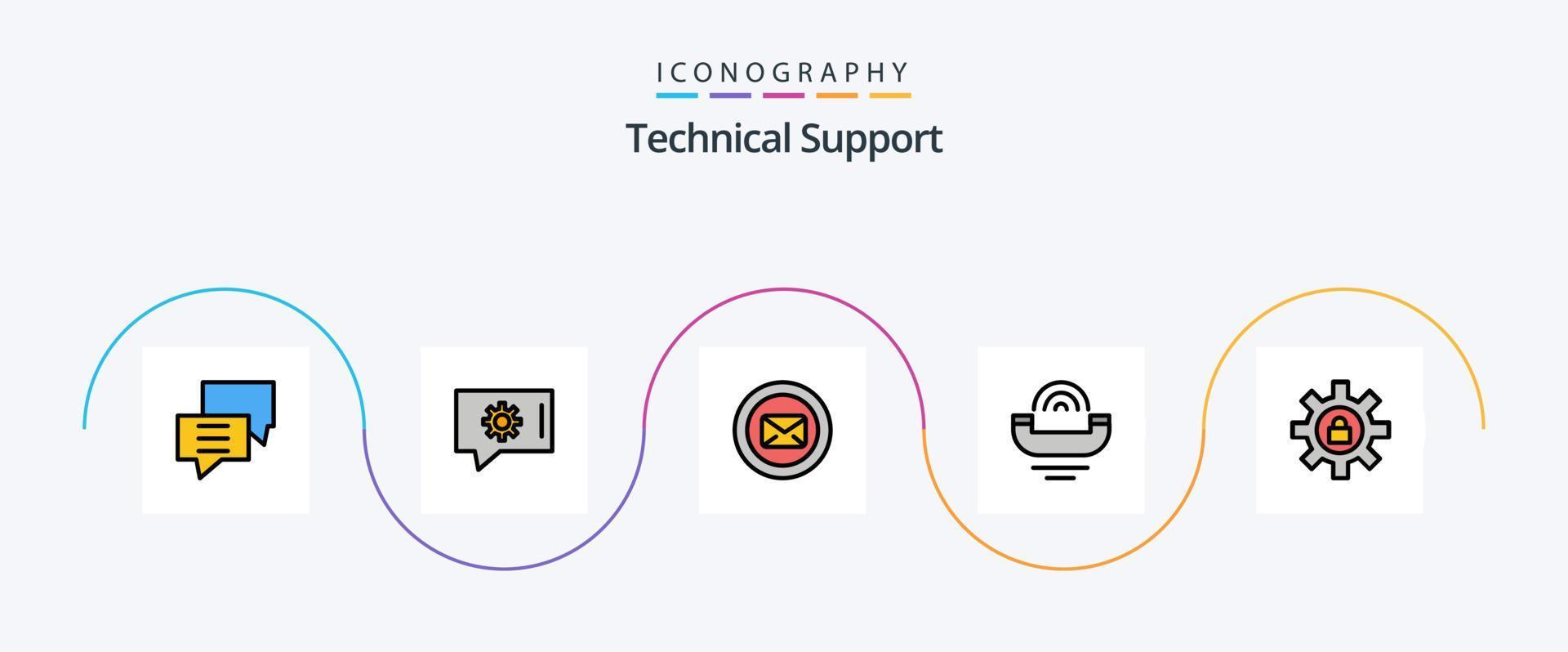Technische Support-Leitung gefüllt Flat 5 Icon Pack inklusive Telefon. Produktivität. Plaudern. Hilfe. tippen vektor