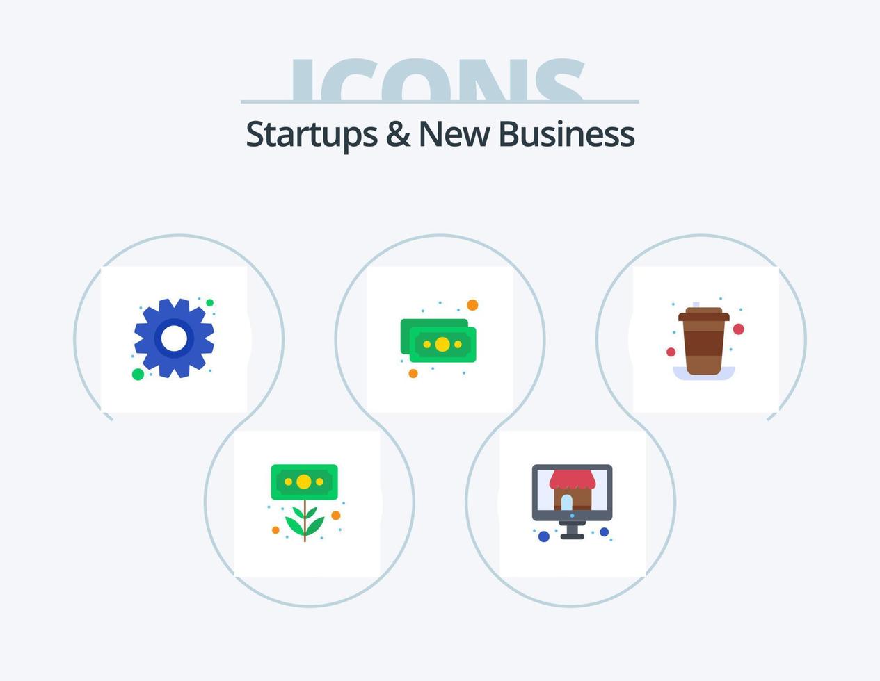 Startups und neue Business Flat Icon Pack 5 Icon Design. brechen. Geld. speichern. Kasse. Management vektor