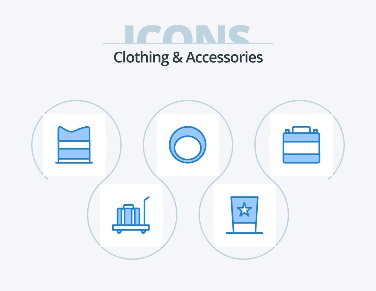 Kleidung und Accessoires blau Icon Pack 5 Icon Design. Zubehör. Mode. Zylinder. Armband. Netz vektor