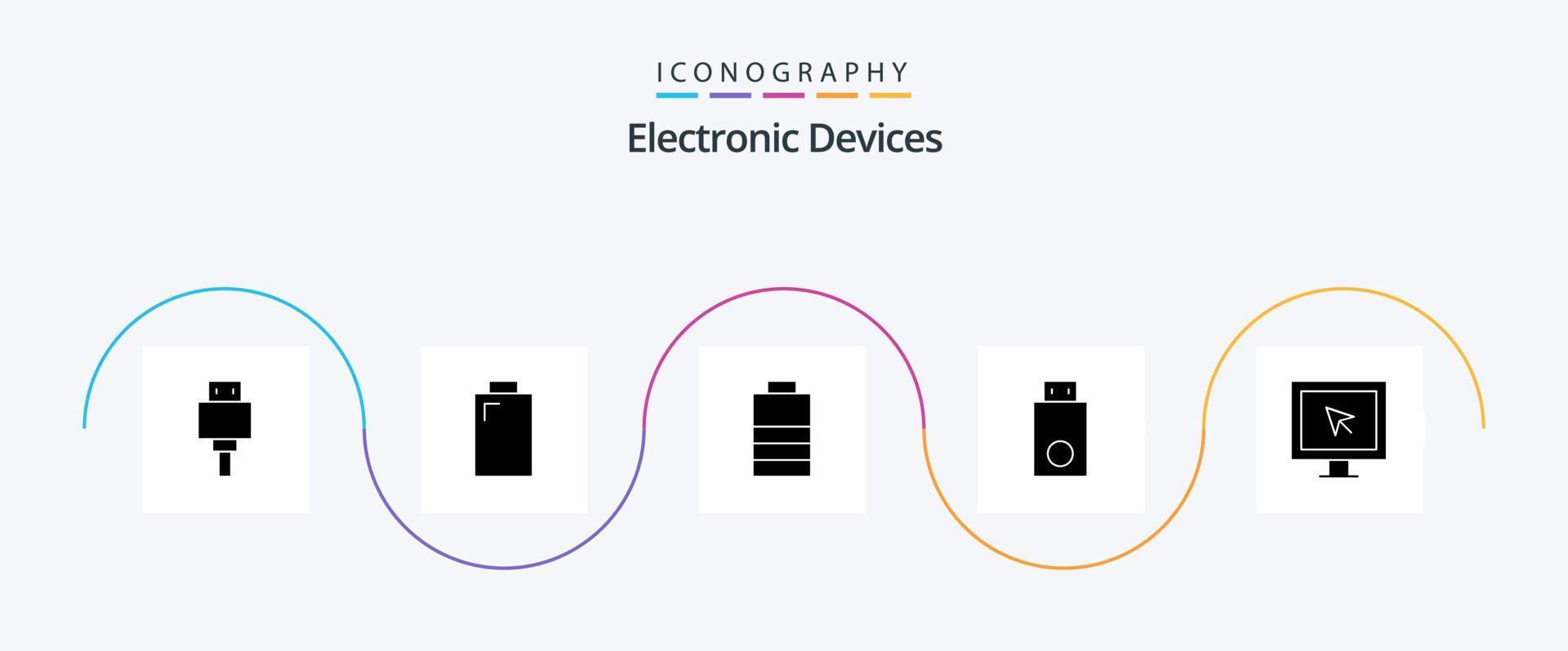 Geräte Glyph 5 Icon Pack inklusive . Fernseher. Dongle. schlau. Unterhaltung vektor