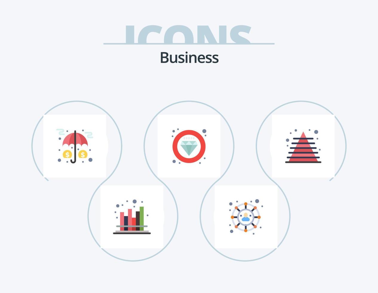 Business-Flat-Icon-Pack 5 Icon-Design. Geschäft. Qualität. Vermögenswerte. Prämie. Schutz vektor