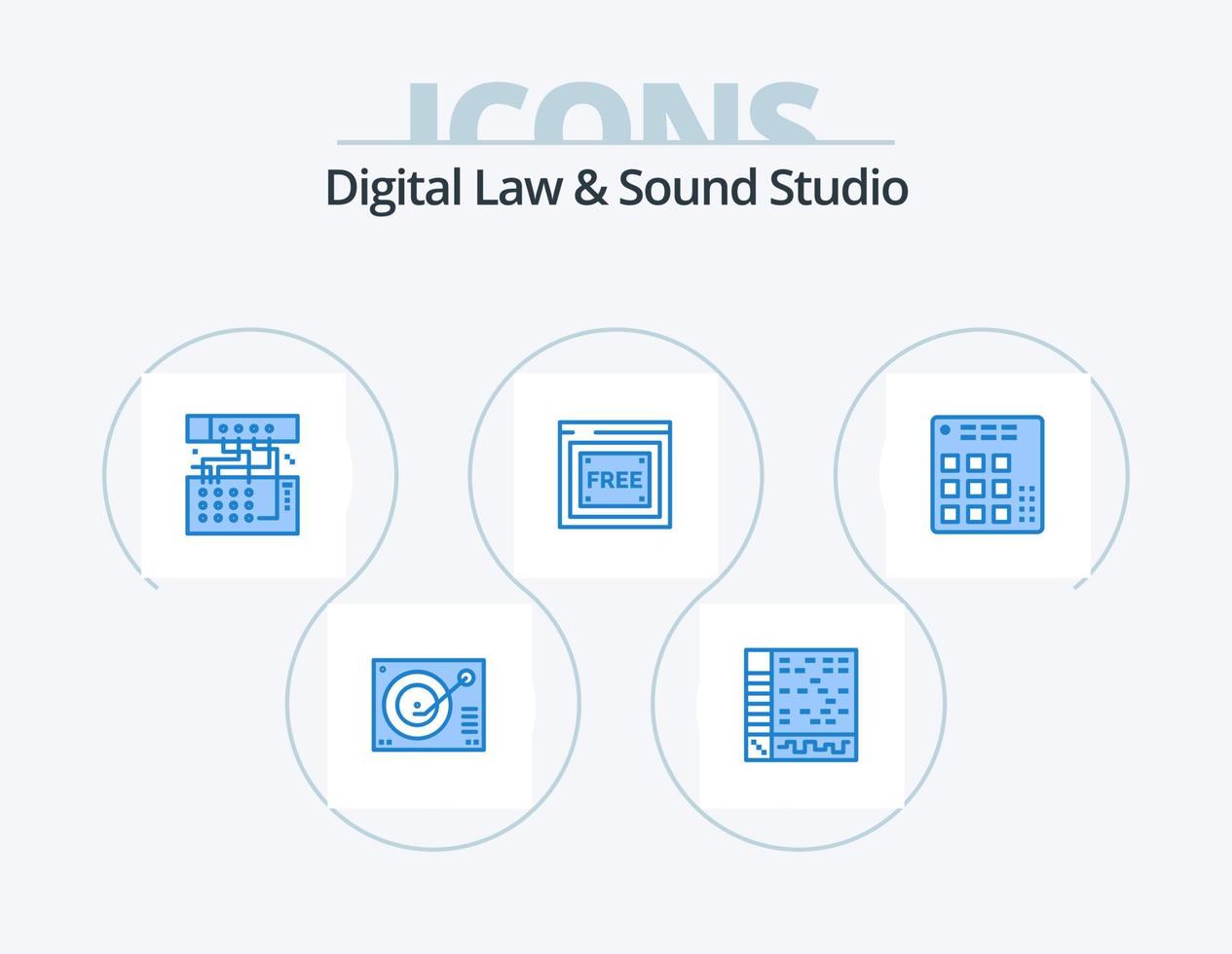 digital lag och ljud studio blå ikon packa 5 ikon design. teknologi. fri tillgång. dator. ljud. enhet vektor