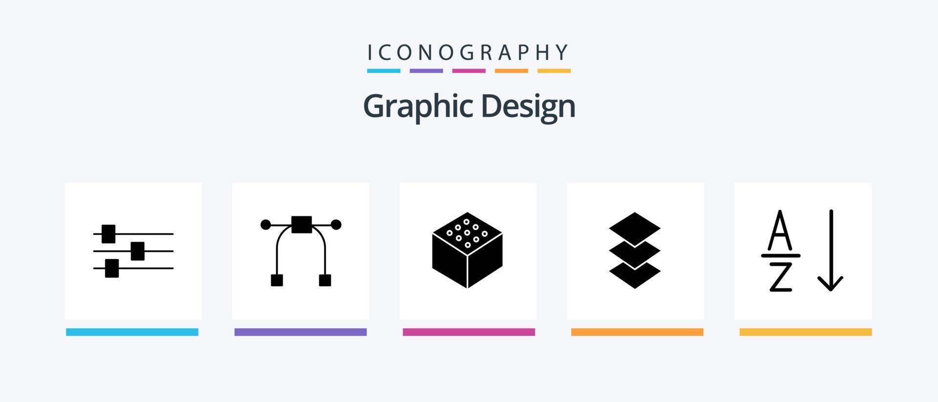 design glyf 5 ikon packa Inklusive . ordna. ordning. kreativ ikoner design vektor