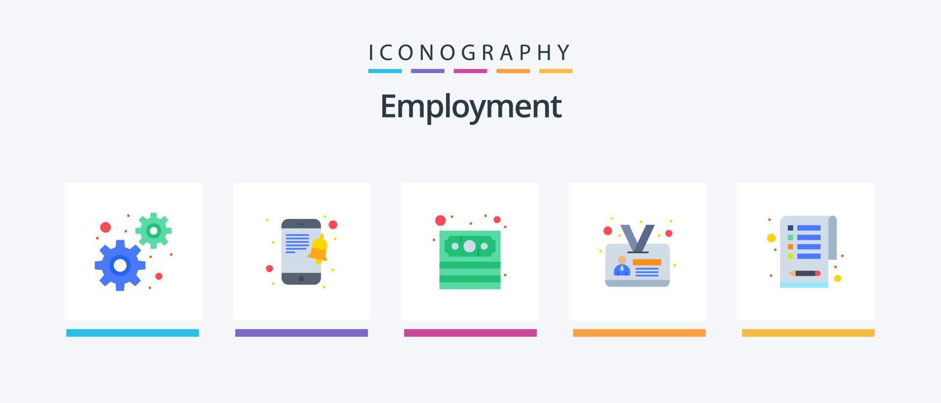 Beschäftigung Flat 5 Icon Pack inklusive . Zahlung. Aufgaben. Checkliste. kreatives Symboldesign vektor