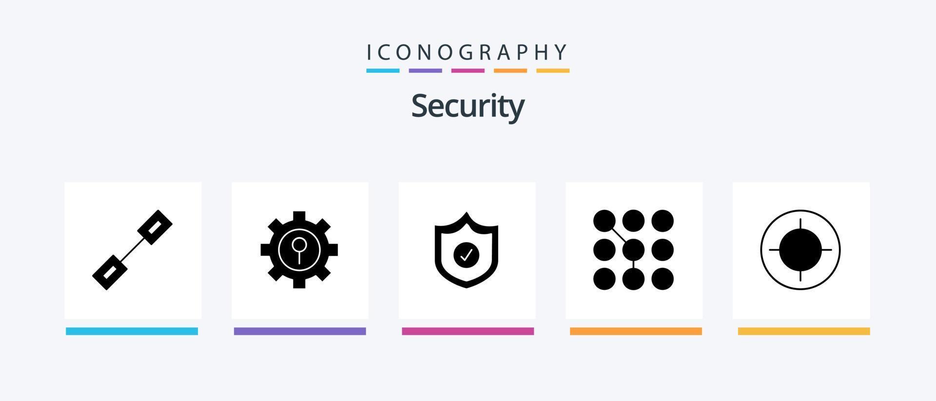 Security Glyph 5 Icon Pack inklusive Fokus. Sicherheit. Schutz. Passwort. Code. kreatives Symboldesign vektor