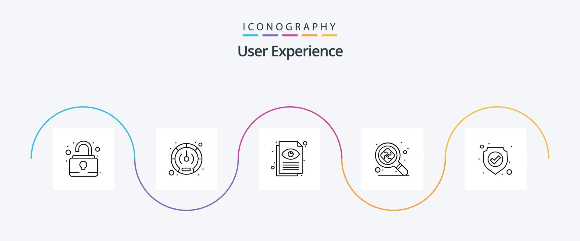 User Experience Line 5 Icon Pack inklusive Antivirus. suchen. ux. Forschung. Sicht vektor