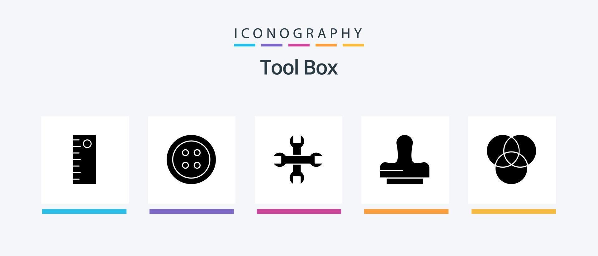 Tools Glyph 5 Icon Pack inklusive . Klon. . kreatives Symboldesign vektor