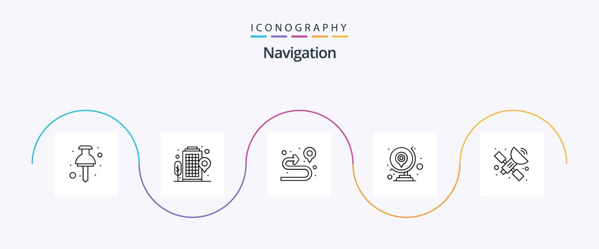 Navigationszeile 5 Icon Pack inklusive Leerzeichen. GPS. Route. Karte. GPS vektor