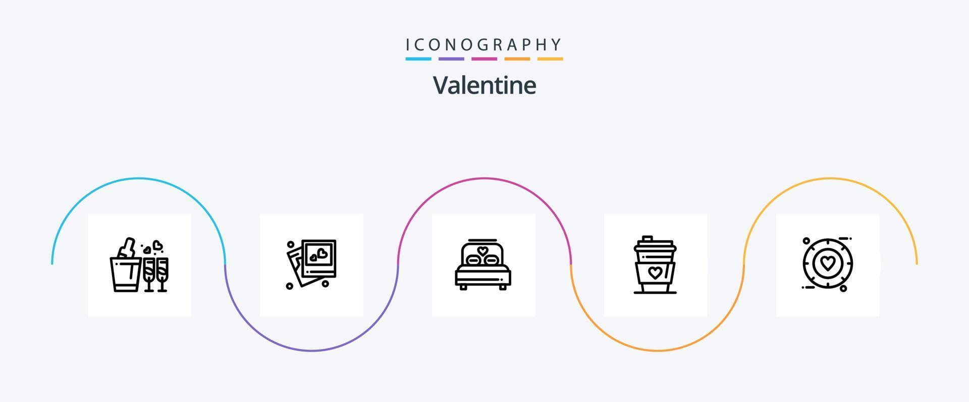 valentine linje 5 ikon packa Inklusive kärlek. kärlek. ram. dag. valentine vektor