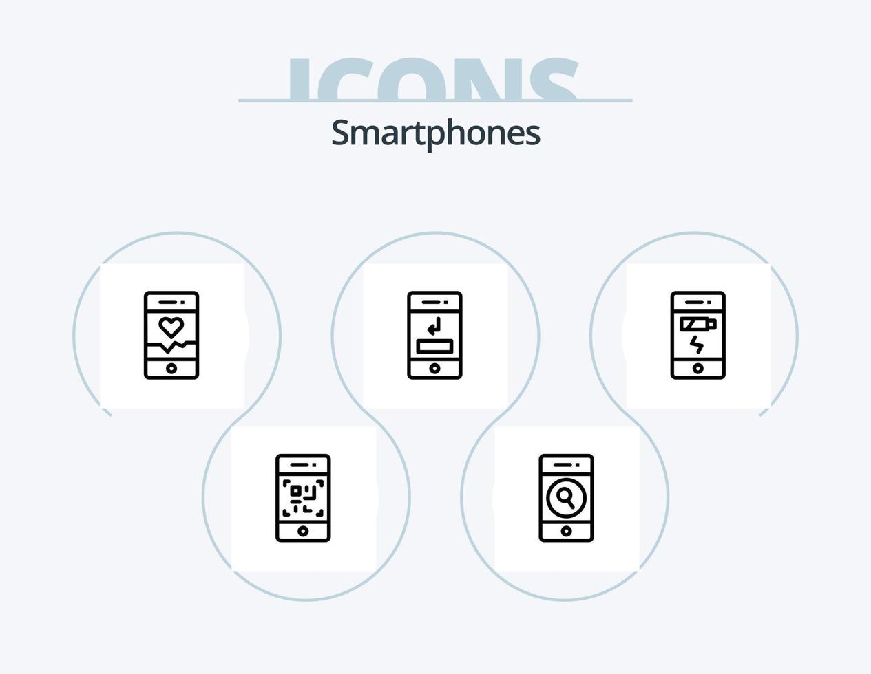smartphones linje ikon packa 5 ikon design. audio. inställningar. förbindelse. telefon. cell vektor