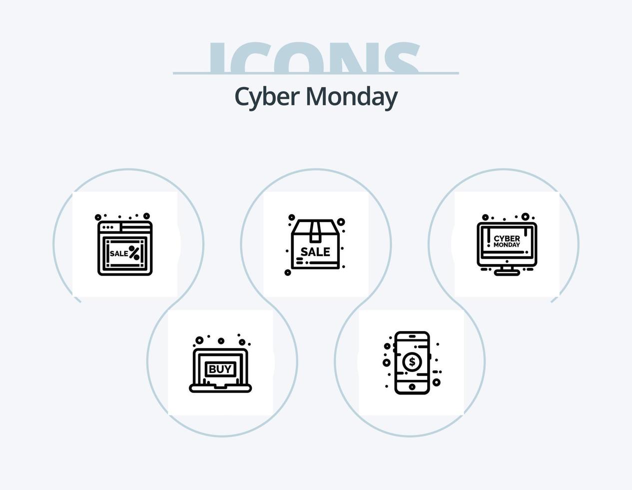 Cyber Monday Line Icon Pack 5 Icon Design. Paket. Rabatt. begrenzt. Cyber. Rabatt vektor