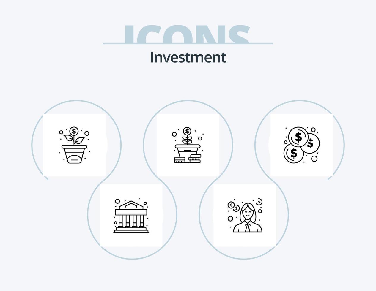 Investment Line Icon Pack 5 Icon Design. Investition. Finanzierung. Finanzen. Geld. Mann vektor