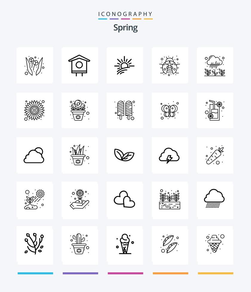 Creative Spring 25 Outline Icon Pack wie Pflanze. Garten. Licht. Damenkäfer. Insekt vektor