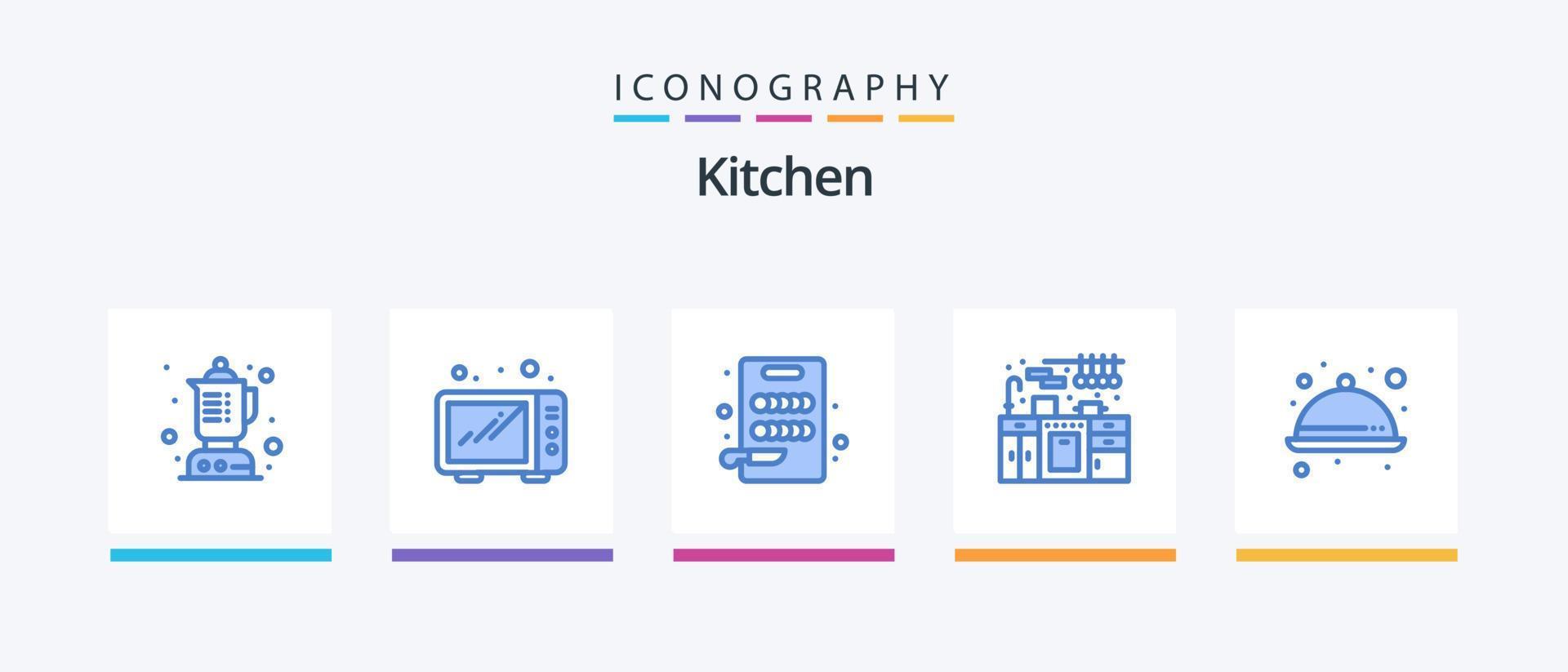 kök blå 5 ikon packa Inklusive . gods. kök. måltid. mat. kreativ ikoner design vektor