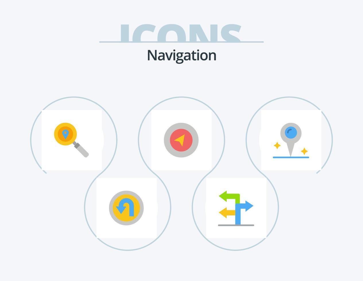 Navigation Flat Icon Pack 5 Icon-Design. . Standort. Standort. Karte. Navigation vektor