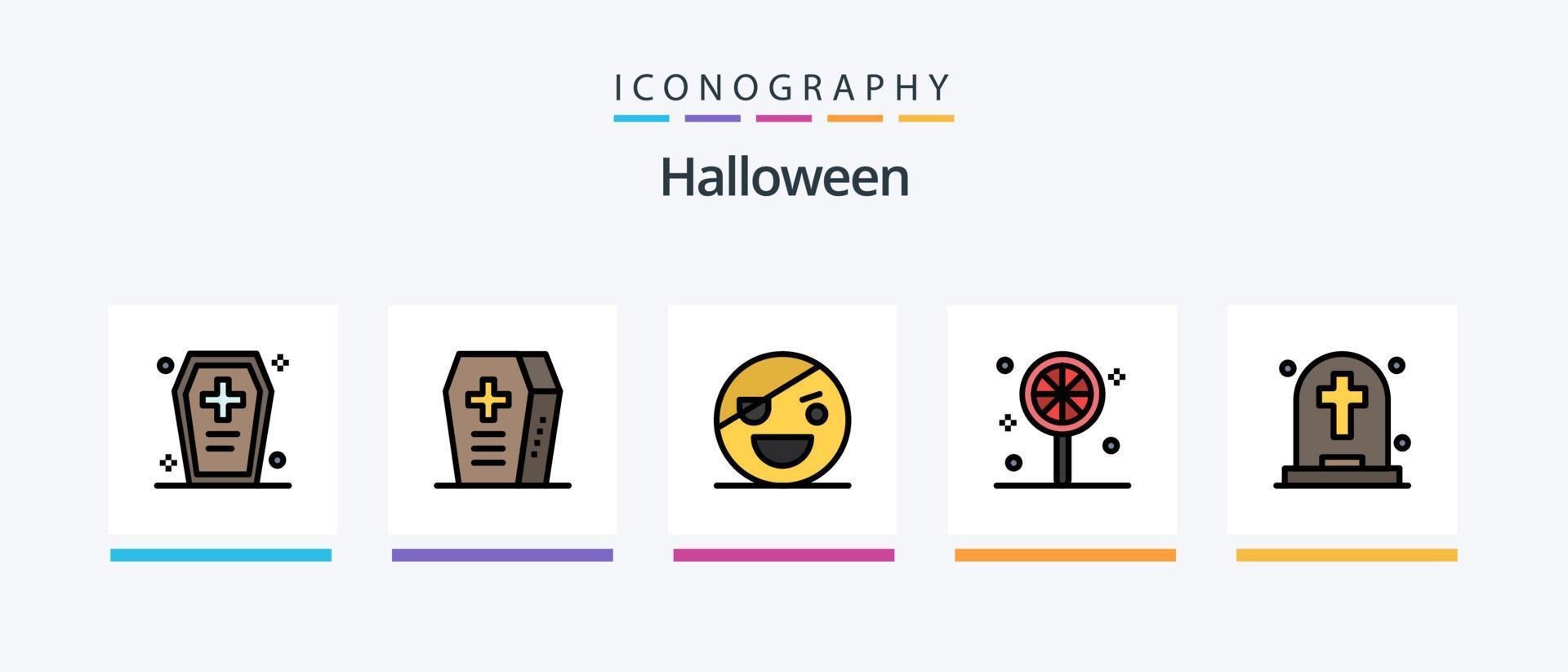 Halloween-Linie gefüllt 5 Icon Pack inklusive Horror. Halloween. Sarg. Grab. Fledermäuse. kreatives Symboldesign vektor