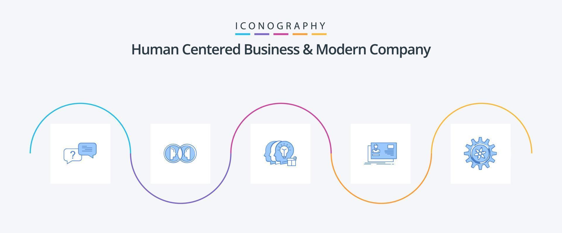 Human Centered Business und modernes Unternehmen Blue 5 Icon Pack inklusive Einladung. Identität. Mann. Benutzer. Mitarbeiter vektor