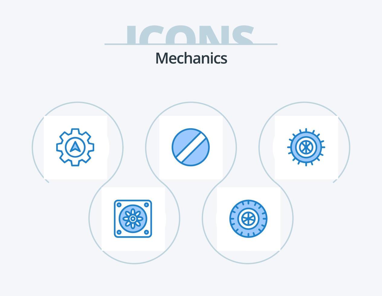 mekanik blå ikon packa 5 ikon design. . blad. hjul vektor