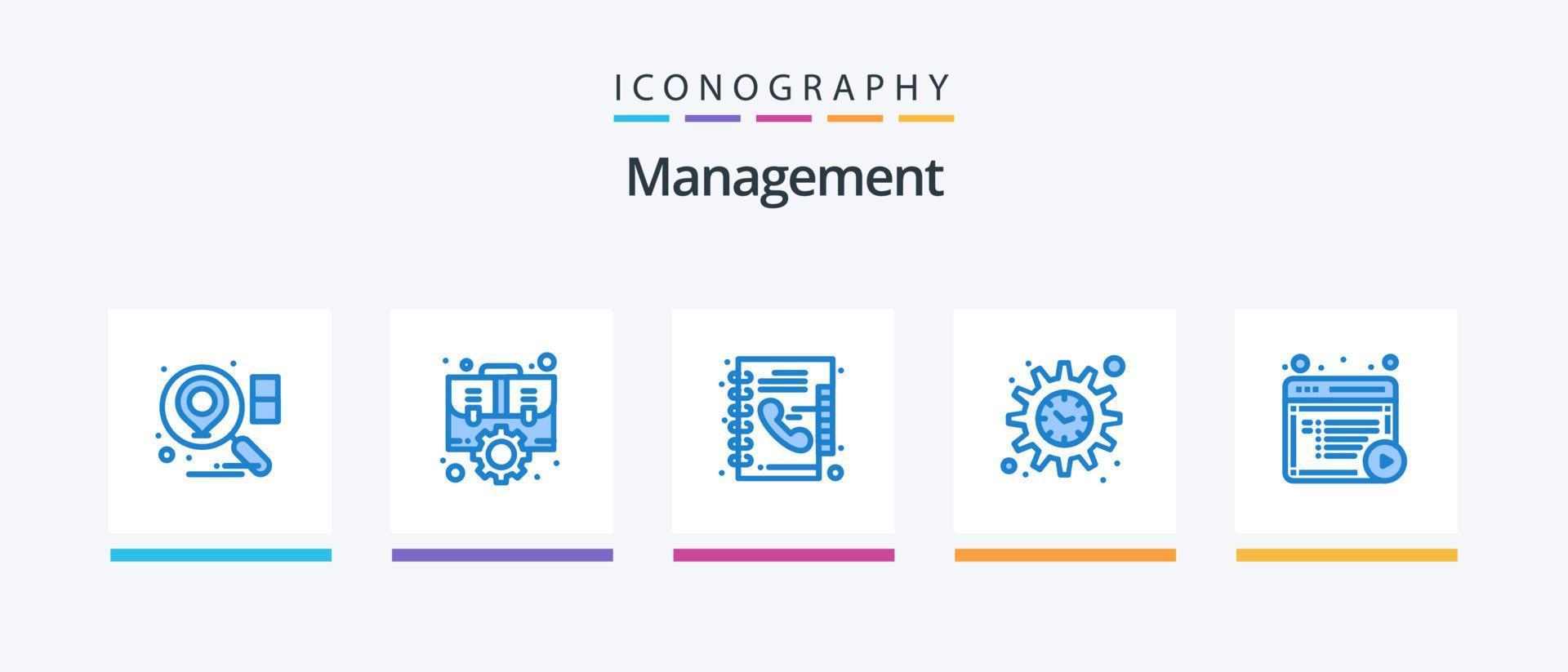 förvaltning blå 5 ikon packa Inklusive dokument. artikel. bok. tid. förvaltning. kreativ ikoner design vektor