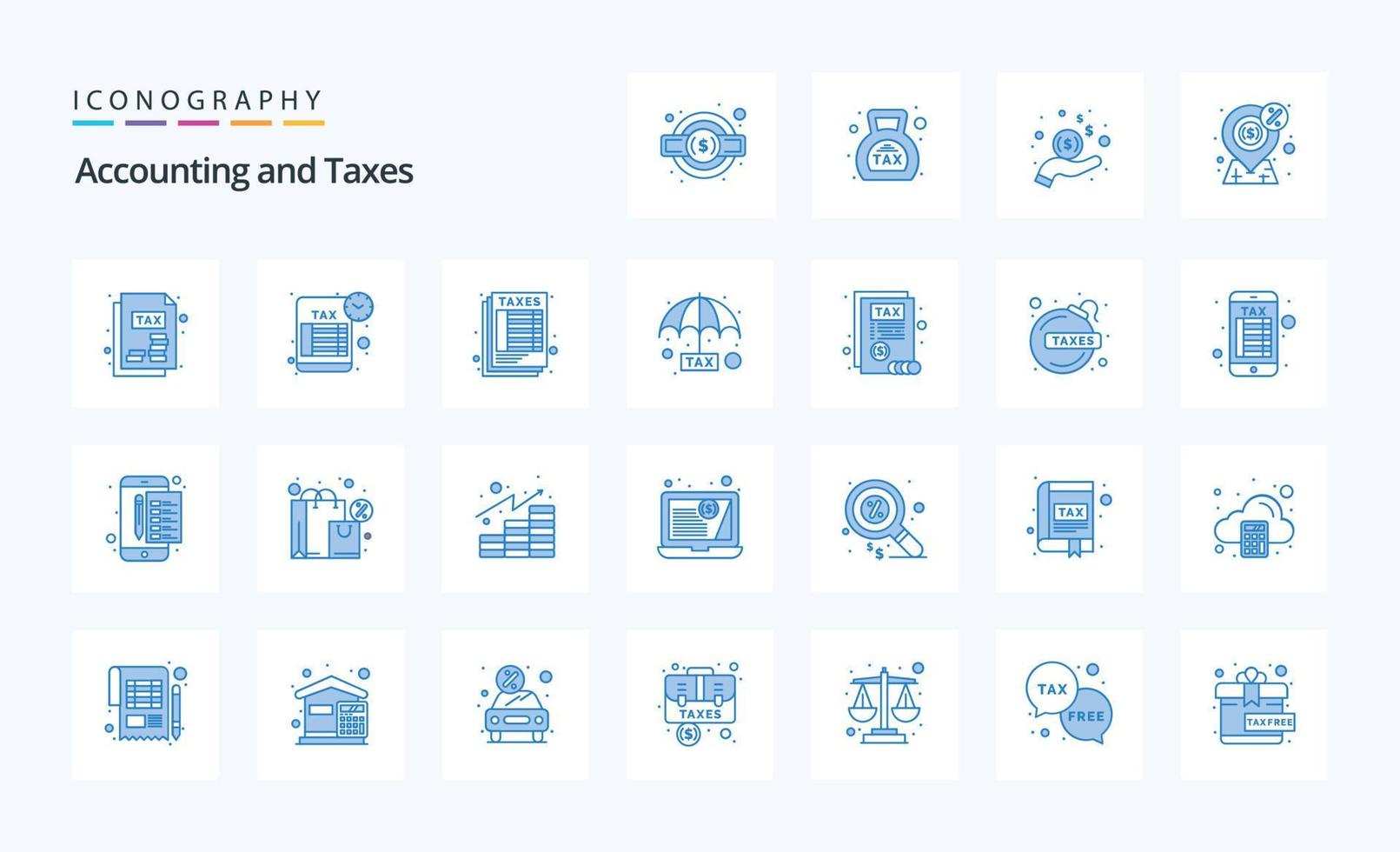 25 Steuern blau Icon Pack vektor