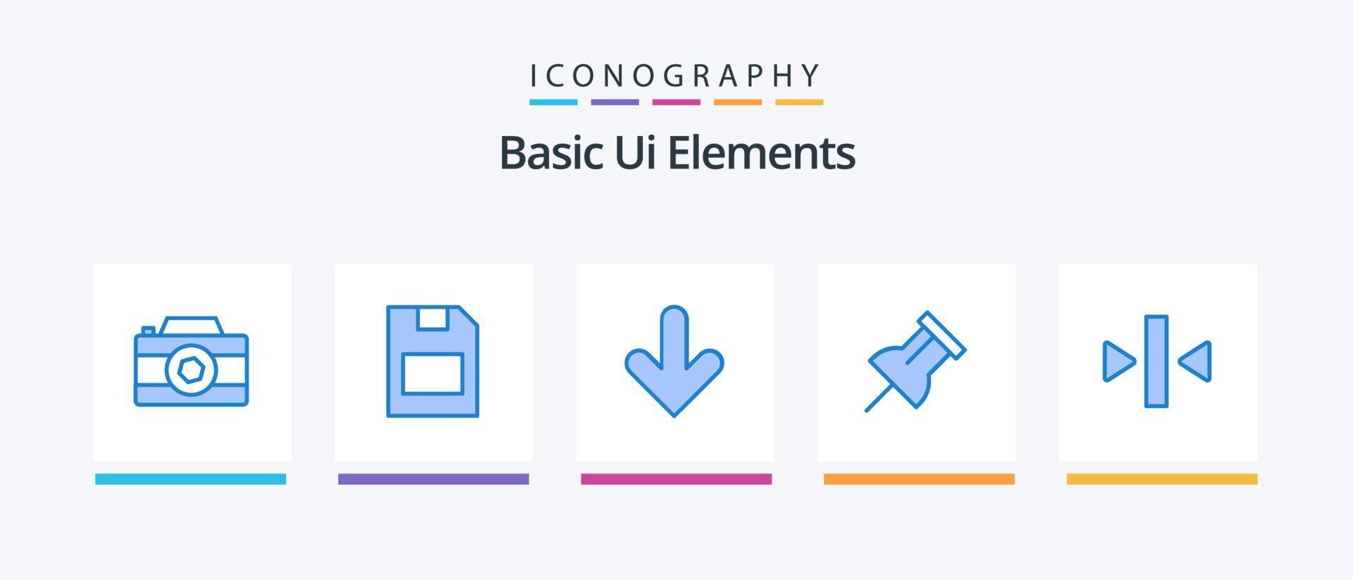 grundläggande ui element blå 5 ikon packa Inklusive tillbaka. spela. pil. påminnelse. papper. kreativ ikoner design vektor