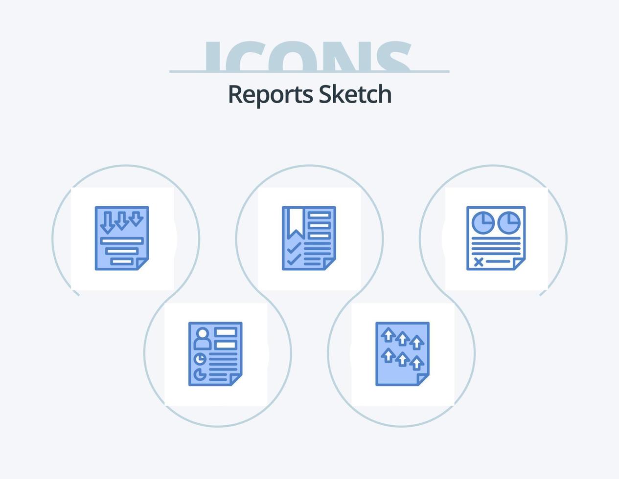 rapporter skiss blå ikon packa 5 ikon design. dokumentera. bokmärke. papper. Rapportera. sida vektor