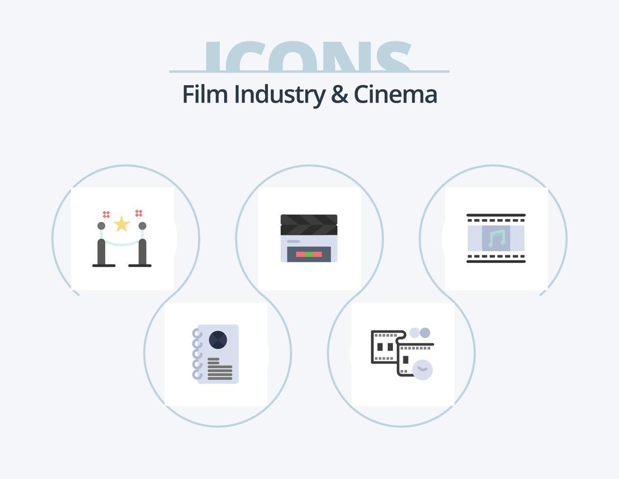 Cenima Flat Icon Pack 5 Icon-Design. Film. Filmklappe. Absperrseil. Klappe. Schindel vektor