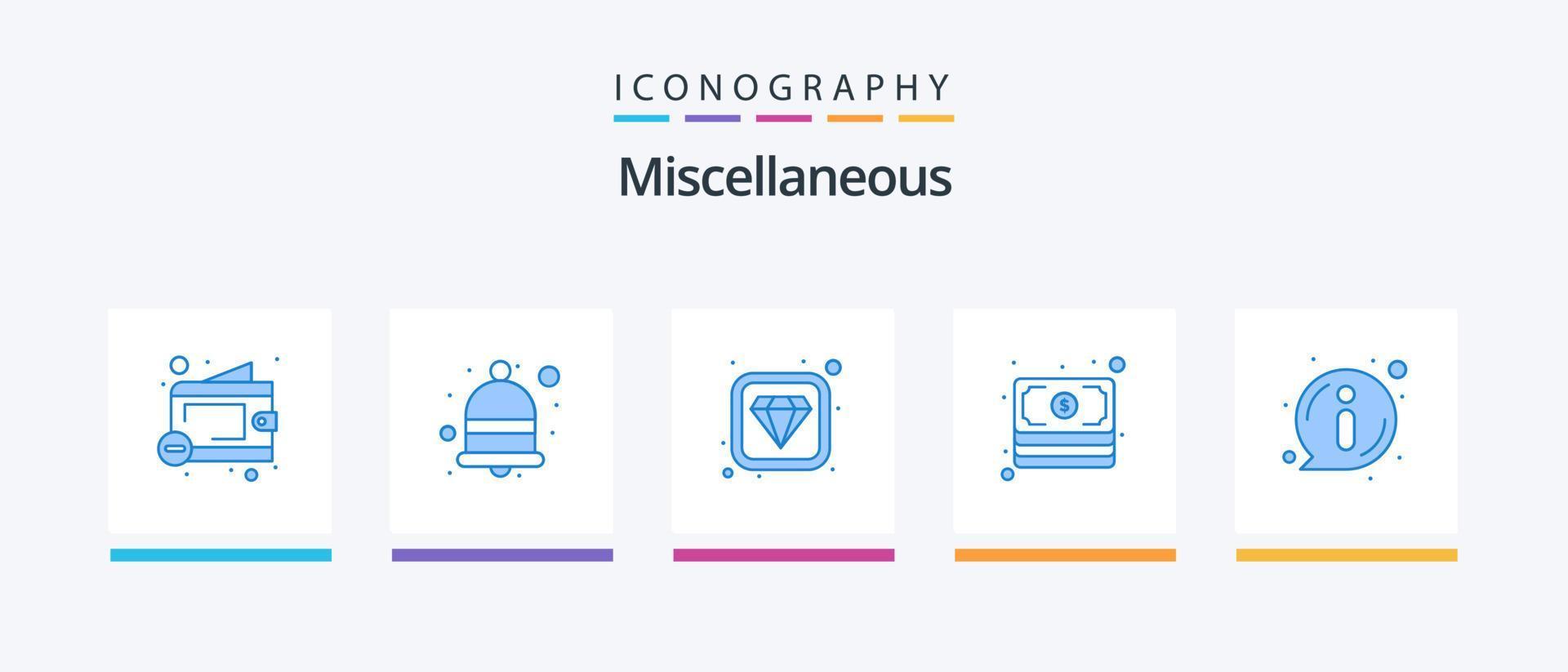 diverse blå 5 ikon packa Inklusive info. diamant. betalning. kontanter. kreativ ikoner design vektor