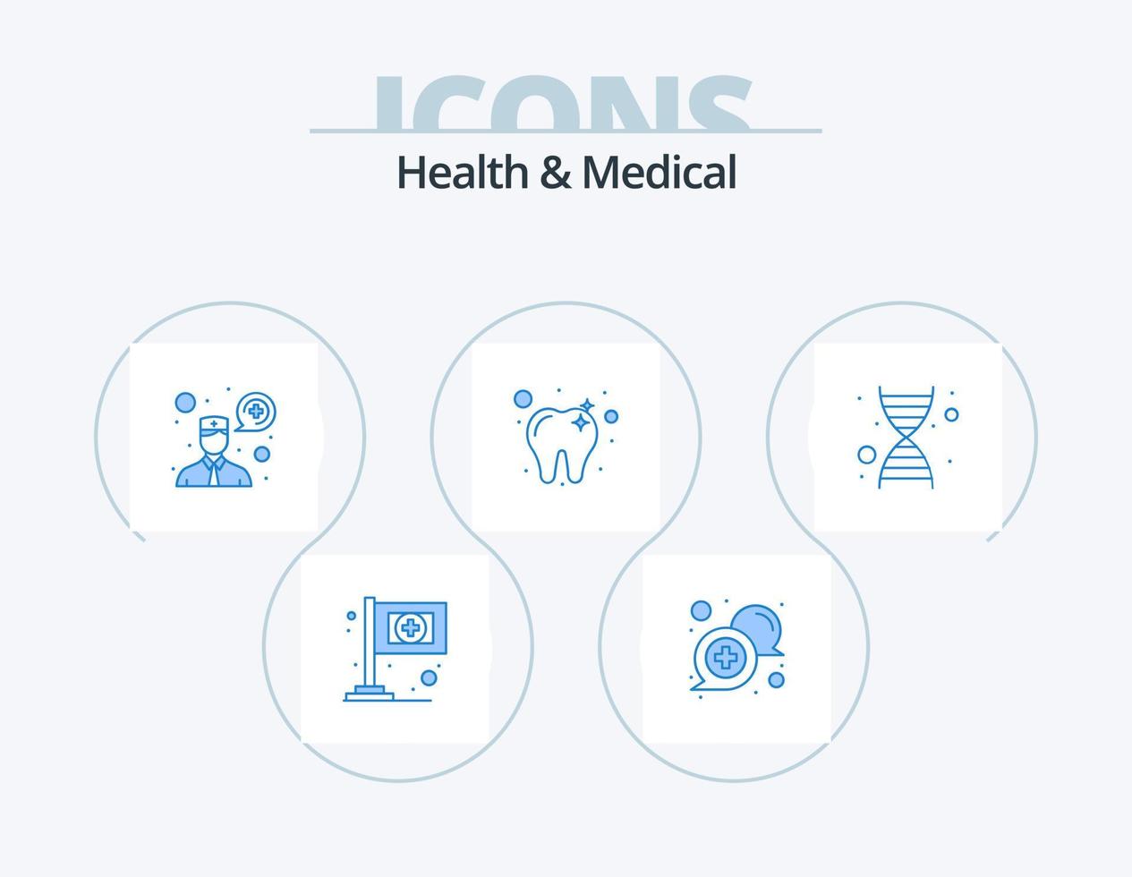 hälsa och medicinsk blå ikon packa 5 ikon design. . genetik. fråga en läkare. dna. dental vektor