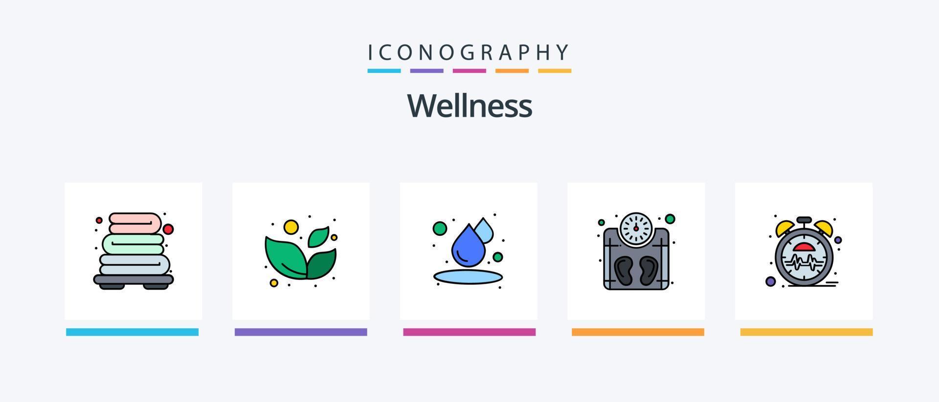 Wellness-Linie gefüllt 5 Icon Pack inklusive Ruhe. ruhig. Fitness. Granatwerfer. Yoga. kreatives Symboldesign vektor