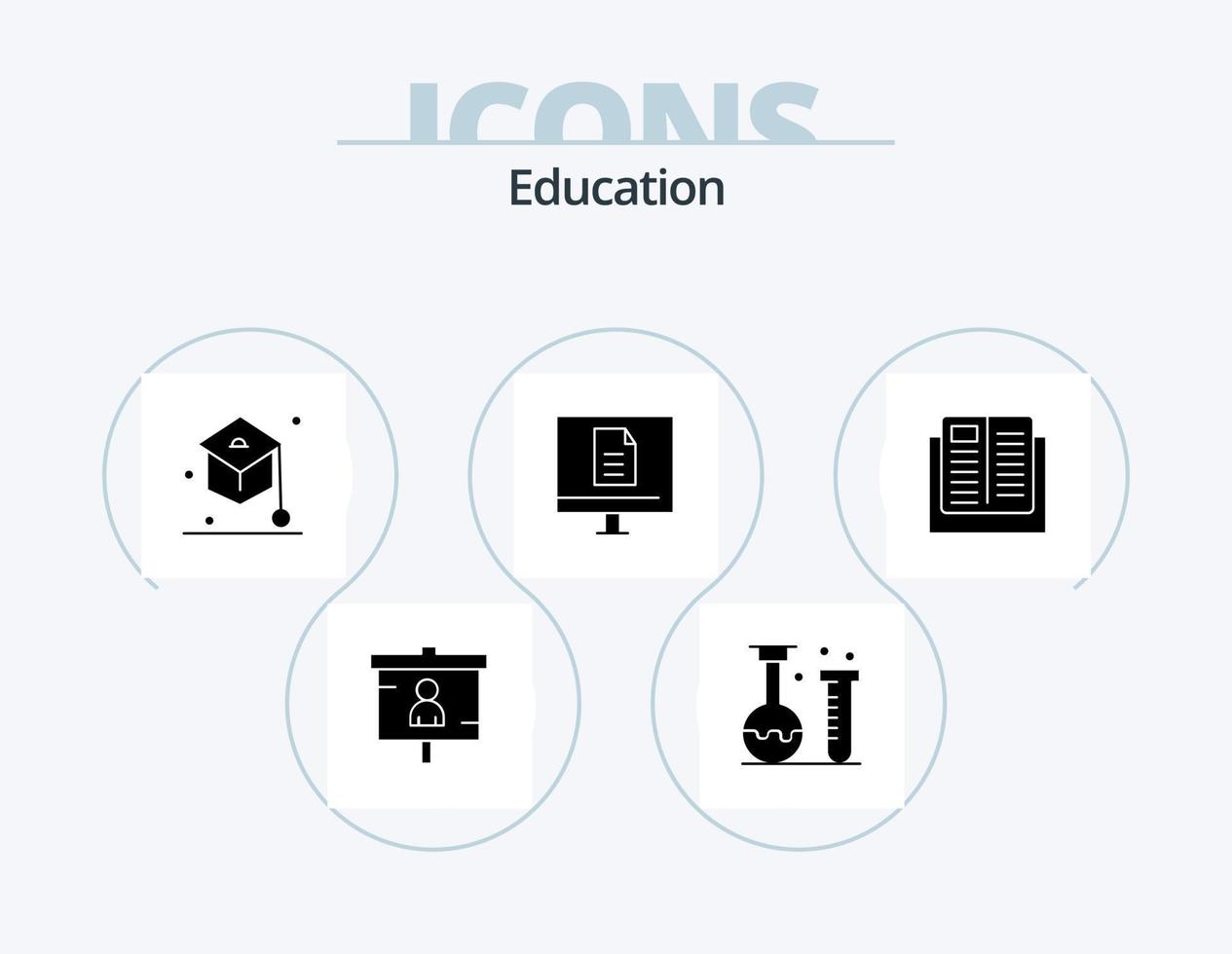 utbildning glyf ikon packa 5 ikon design. internet. företag. laboratorium. skola vektor
