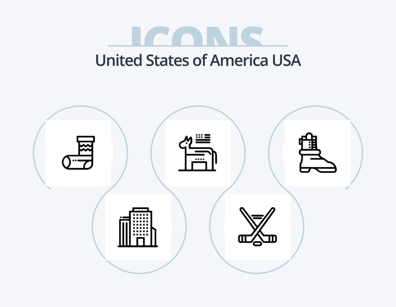 USA linje ikon packa 5 ikon design. keps. Örn. kaktus. firande. amerikan vektor