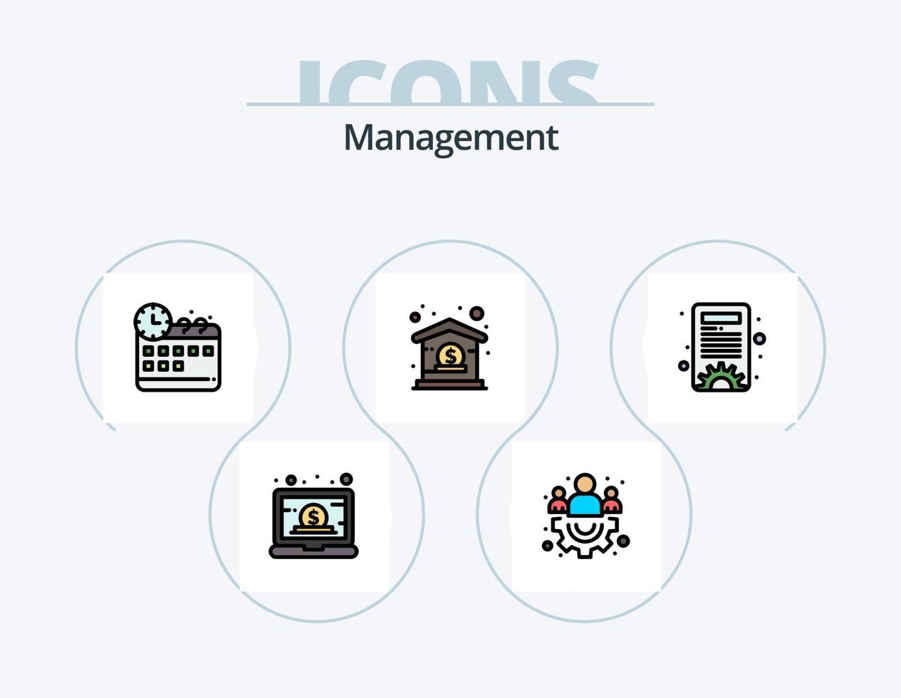 Management-Linie gefüllt Icon Pack 5 Icon-Design. Manager. online. Inhaltsverwaltung. Management. Dollar vektor