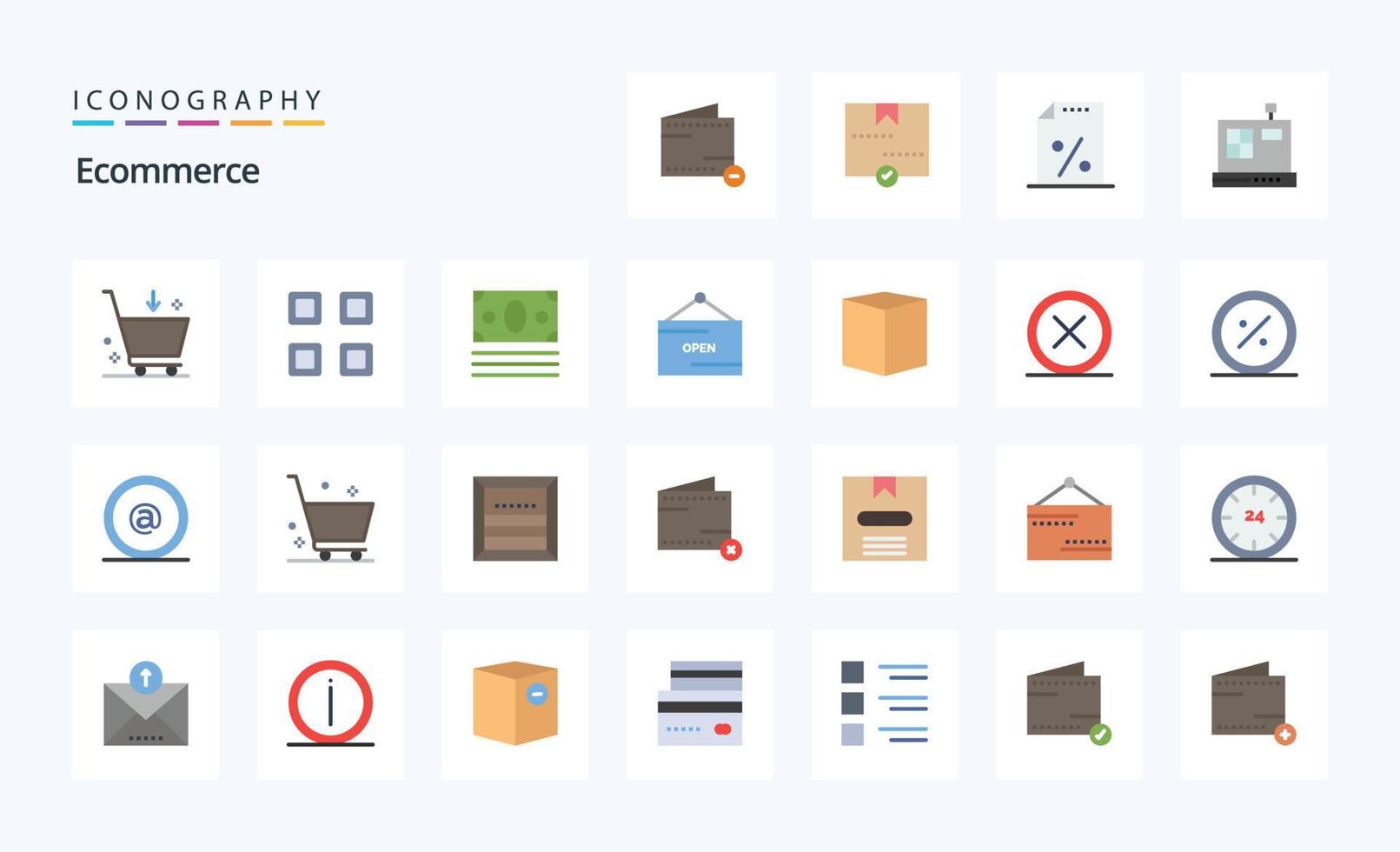 25 E-Commerce-Flachfarben-Icon-Pack vektor