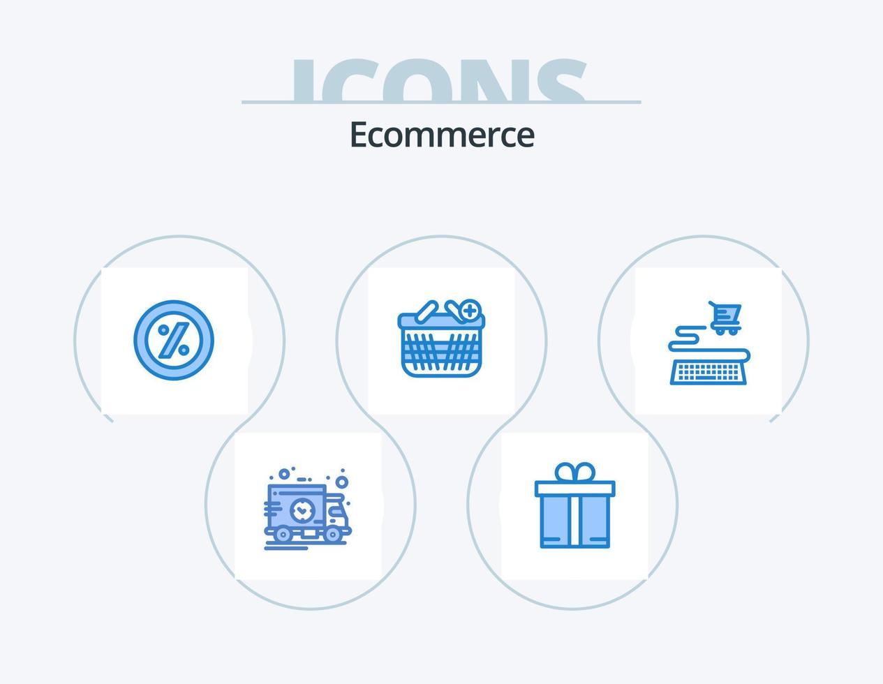 E-Commerce blaues Icon Pack 5 Icon Design. . online. Prozent. E-Commerce. Einkaufen vektor