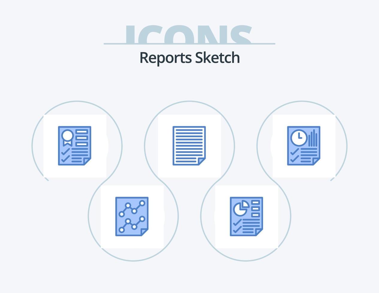 rapporter skiss blå ikon packa 5 ikon design. papper. läxa. Rapportera. data. Rapportera vektor