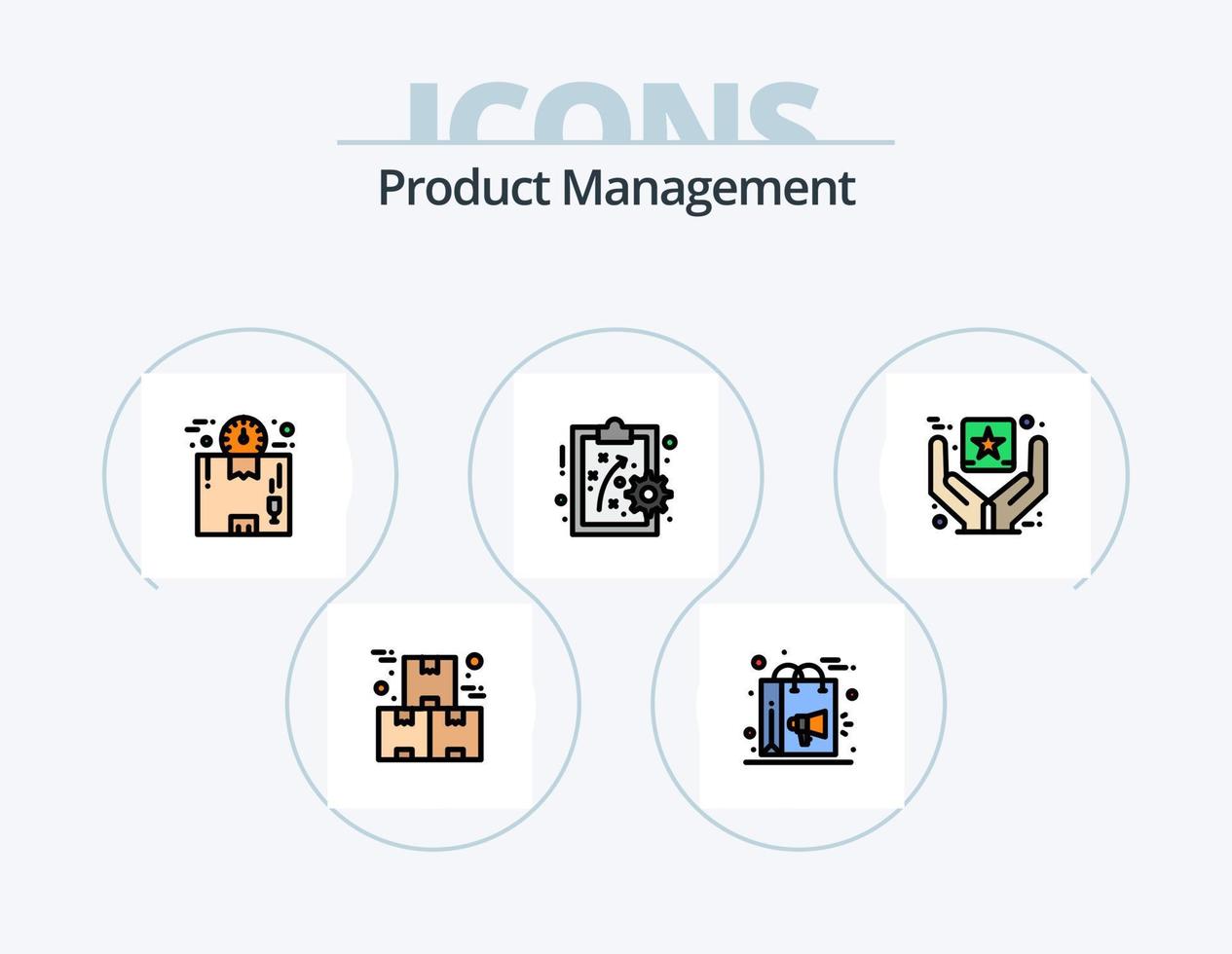 Produktmanagement-Linie gefüllt Icon Pack 5 Icon Design. Berater. Person. Projekt. Manager. OK vektor