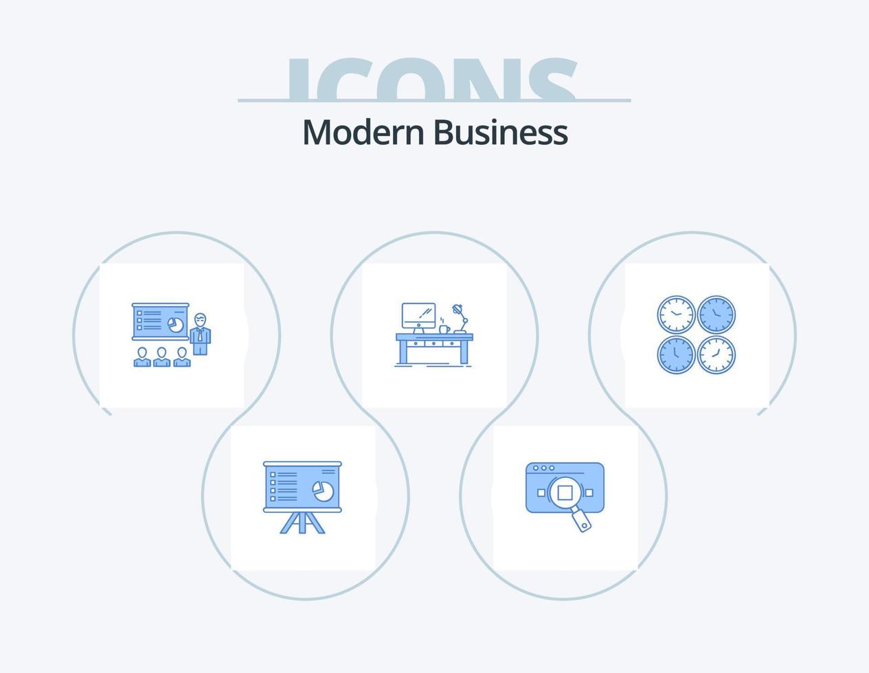 modern företag blå ikon packa 5 ikon design. Graf. analyser. analytisk. presentation. Sök vektor