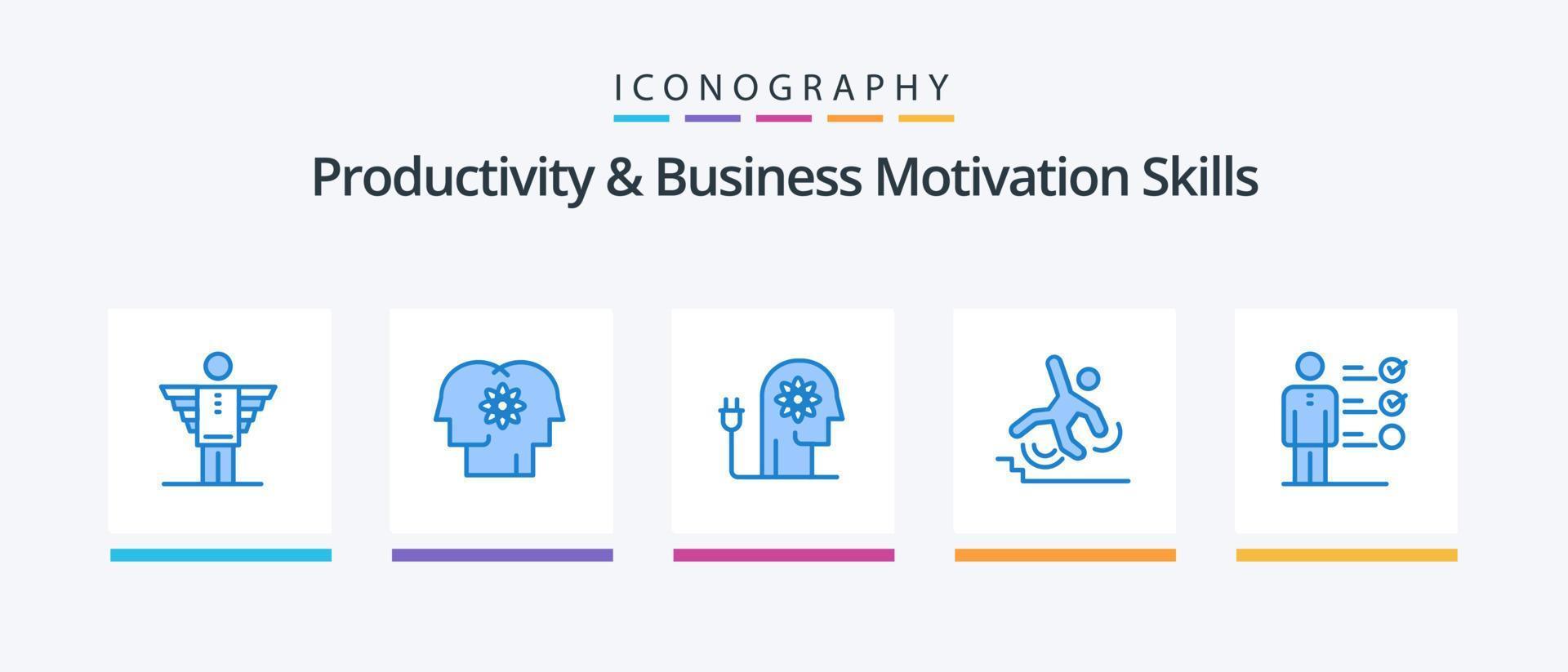 produktivitet och företag motivering Kompetens blå 5 ikon packa Inklusive misslyckades. företag. förvaltning. sinne. förstärkning. kreativ ikoner design vektor