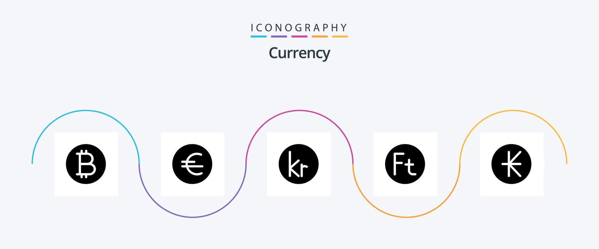 valuta glyf 5 ikon packa Inklusive Ungern. forint . valuta . isländsk vektor