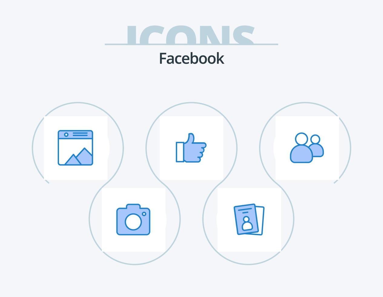 Facebook Blue Icon Pack 5 Icon-Design. Gruppe. Liebe. Bild. Abstimmung. Hand vektor