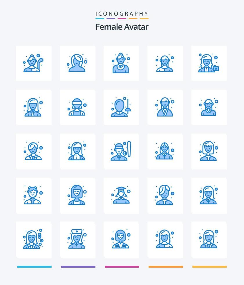 kreativer weiblicher Avatar 25 blauer Icon-Pack wie Business. weiblich. Frau. Mitarbeiter. Service vektor
