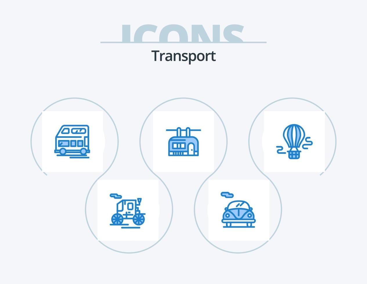 Transport blau Icon Pack 5 Icon Design. Transport. Ballon. Transport. Luft. Transport vektor