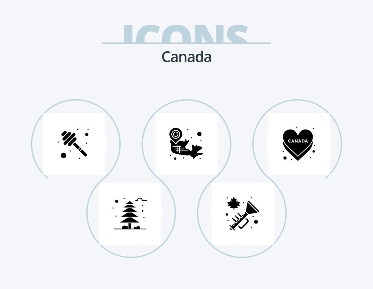 Kanada-Glyphen-Icon-Pack 5-Icon-Design. Land. Karte. Schöpflöffel. Standort. kanadisch vektor