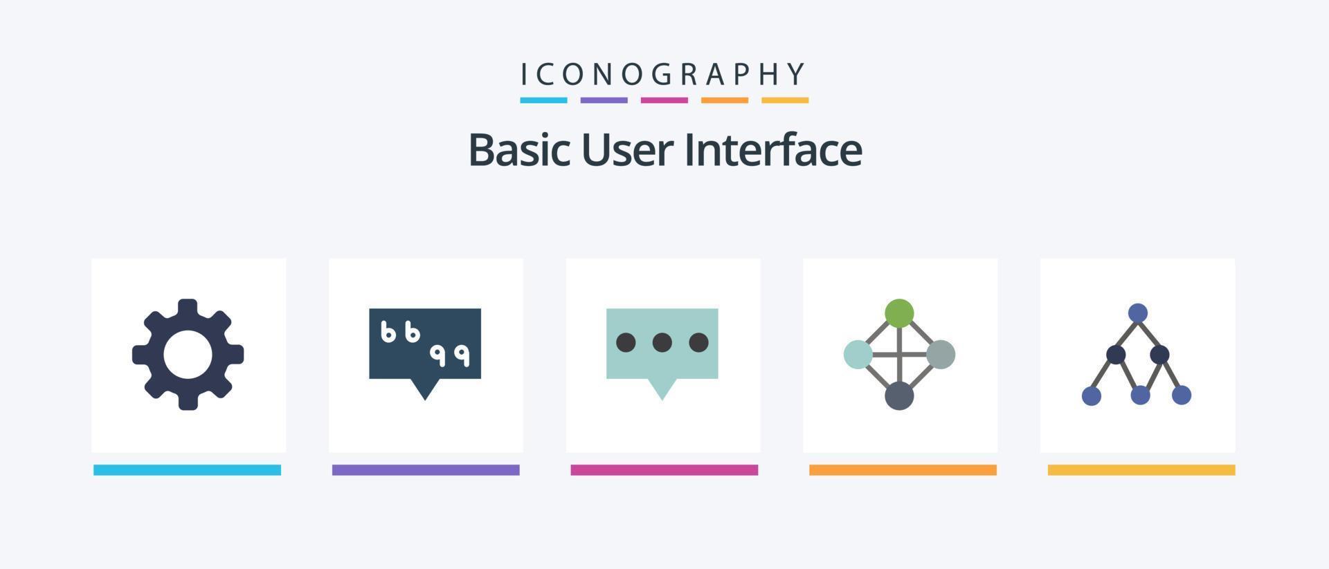 Basic Flat 5 Icon Pack inklusive . Sozial. Kommentar. Netzwerk. Topologie. kreatives Symboldesign vektor