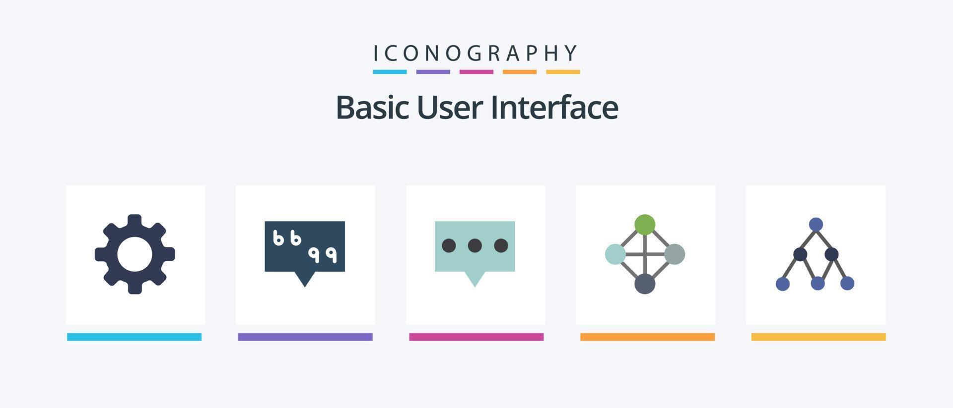 grundläggande platt 5 ikon packa Inklusive . social. kommentar. nätverk. topologi. kreativ ikoner design vektor