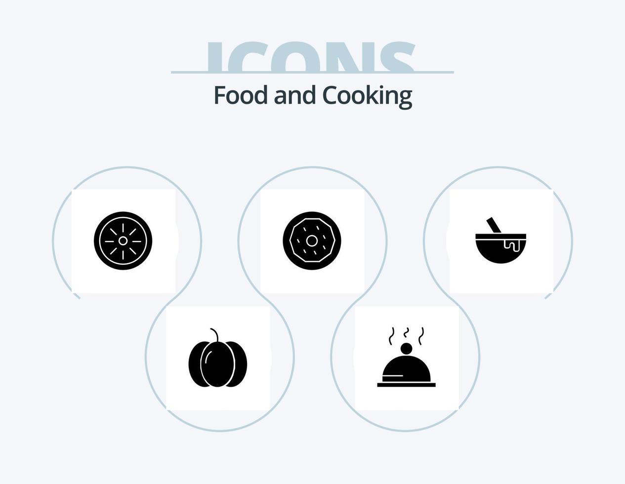 mat glyf ikon packa 5 ikon design. mat. skål. frukt. skål. mat vektor