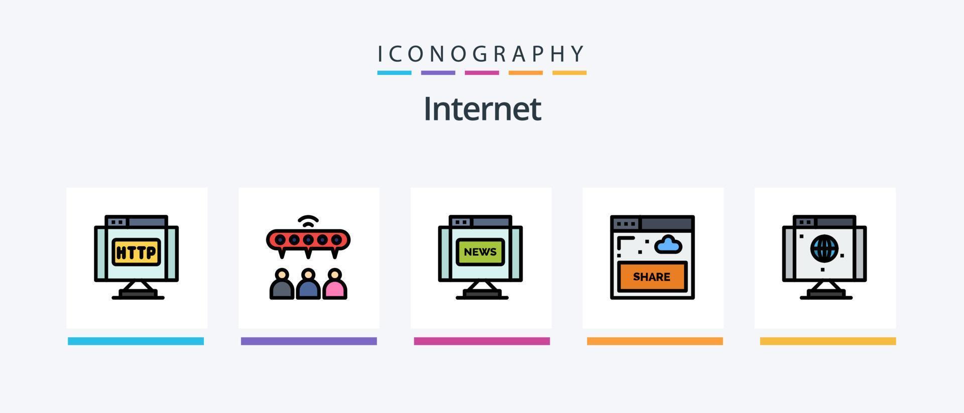 Internetleitung gefüllt 5 Icon Pack einschließlich Verbrecher. Multimedia. Kommunikation. Internet. Pfeile. kreatives Symboldesign vektor