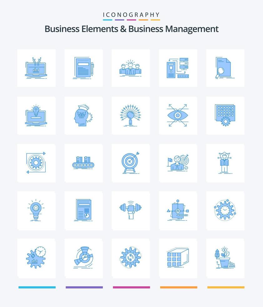 kreativ företag element och företag managment 25 blå ikon packa sådan som databas. kombination. papper. ledare. anställd vektor